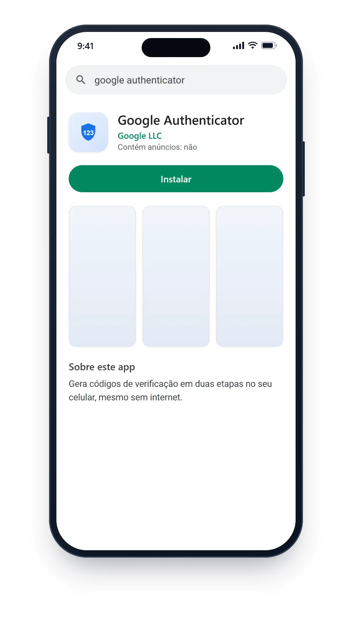 Google Authenticator na loja de aplicativos (ilustração)