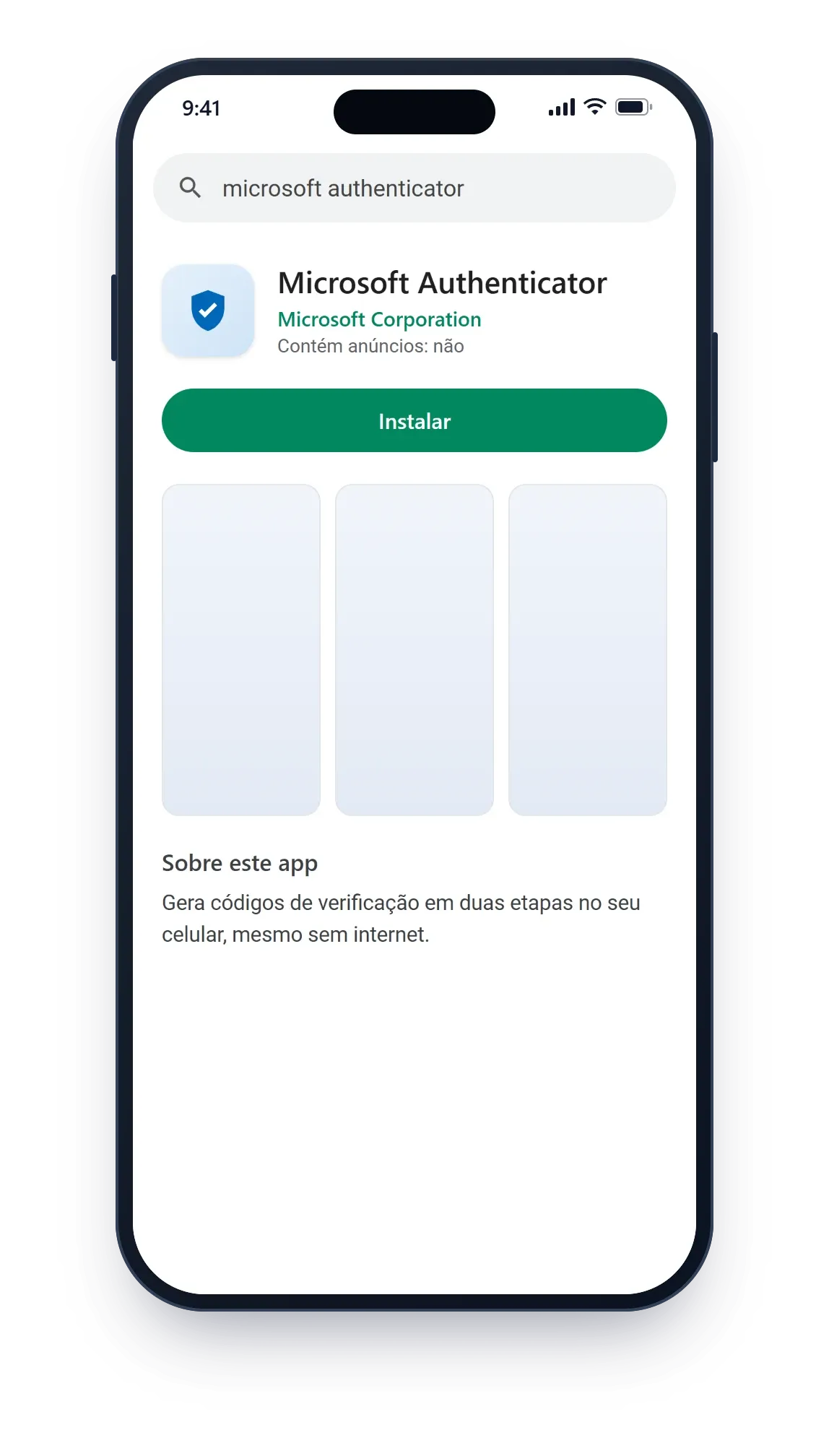 Microsoft Authenticator na loja de aplicativos (ilustração)