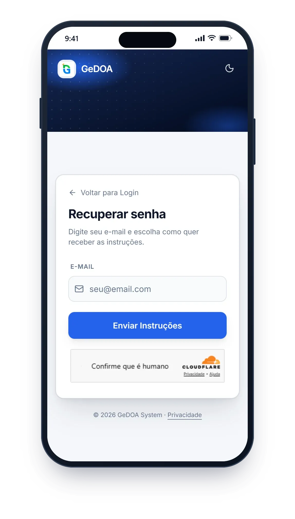 Recuperar a senha
