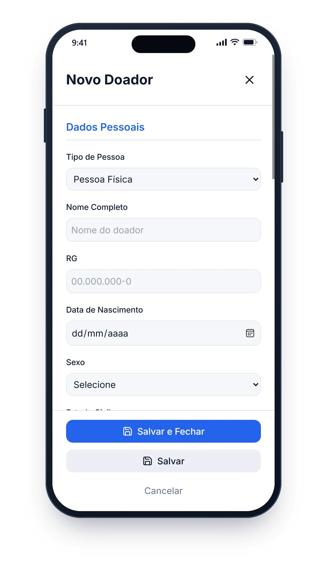Cadastro de doador