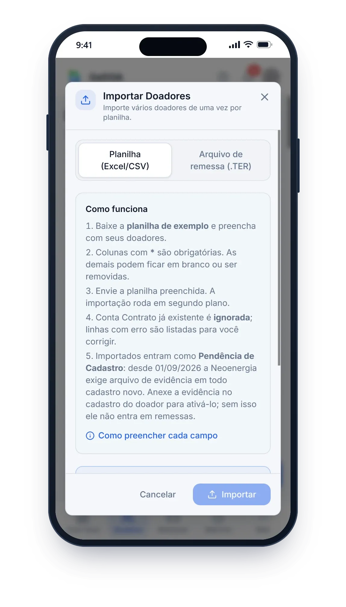 Importar planilha