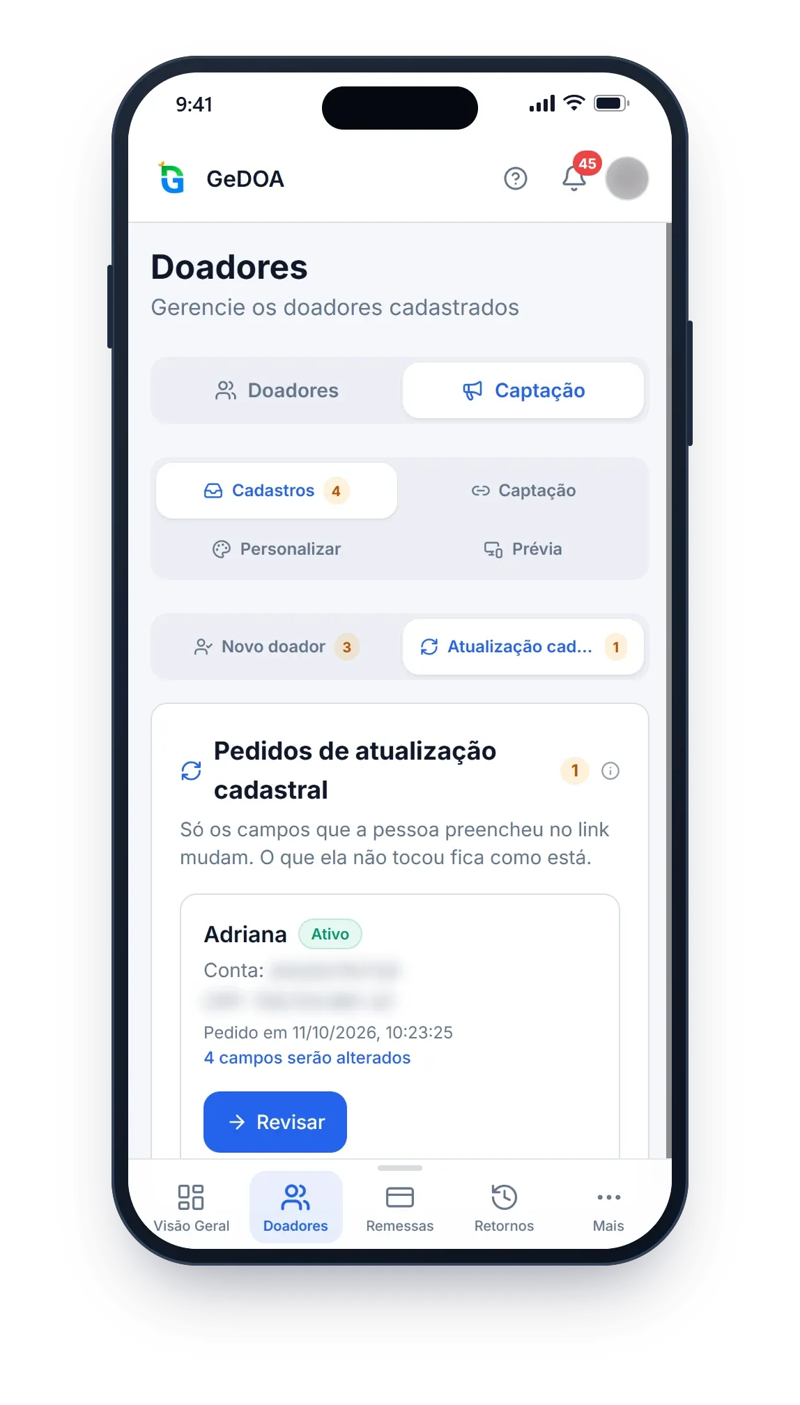 Atualização cadastral