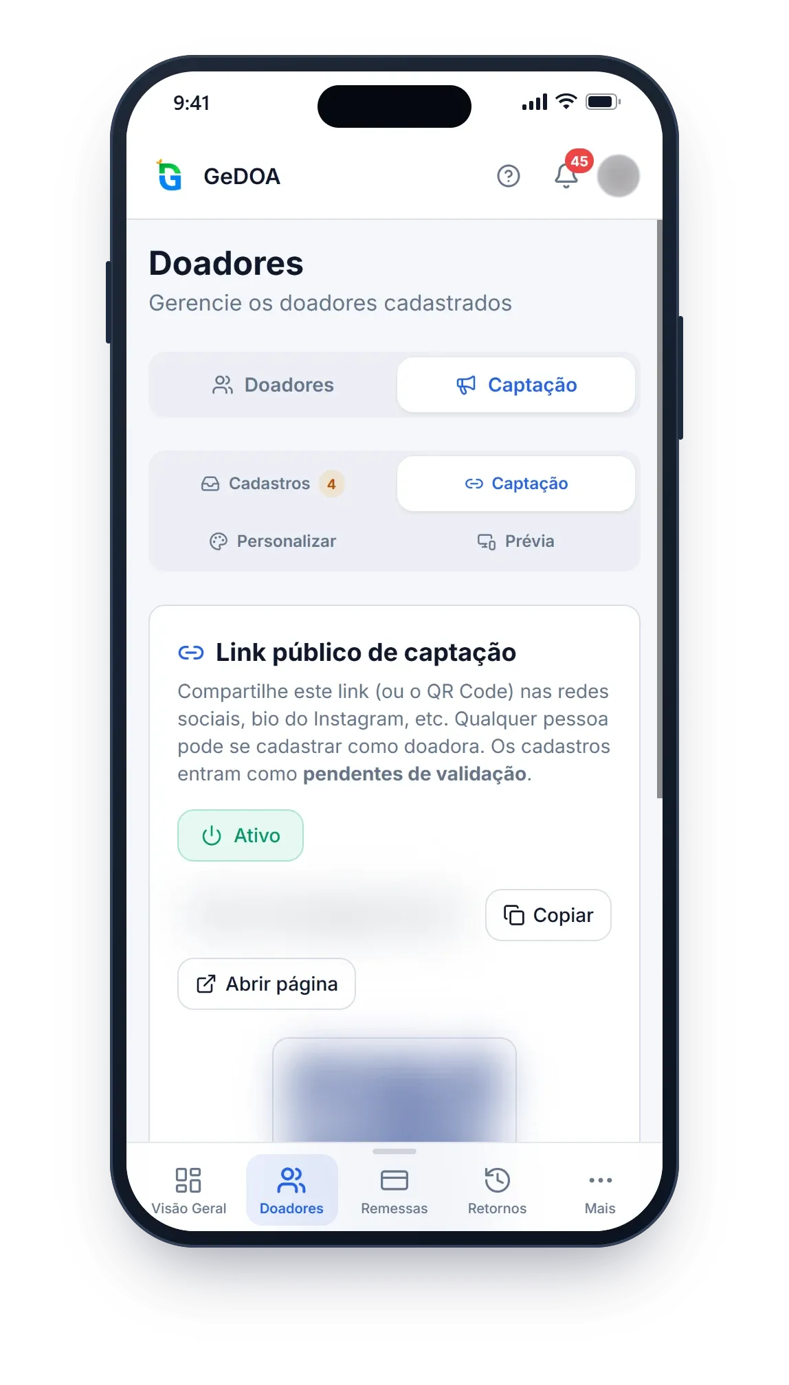 Configurações de captação