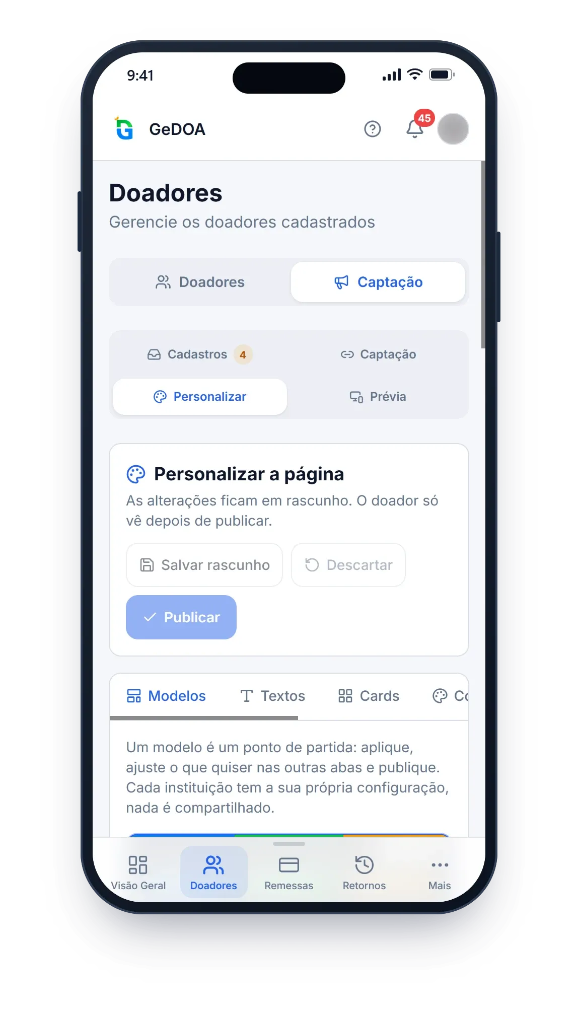 Personalizar a página