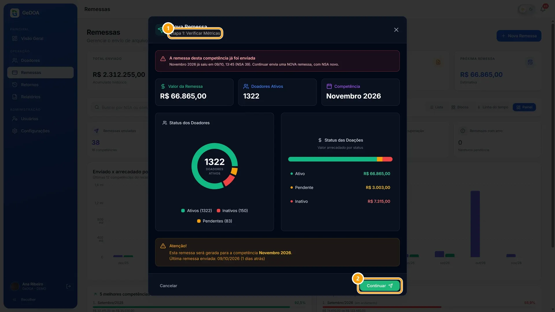 Nova remessa: conferir os números