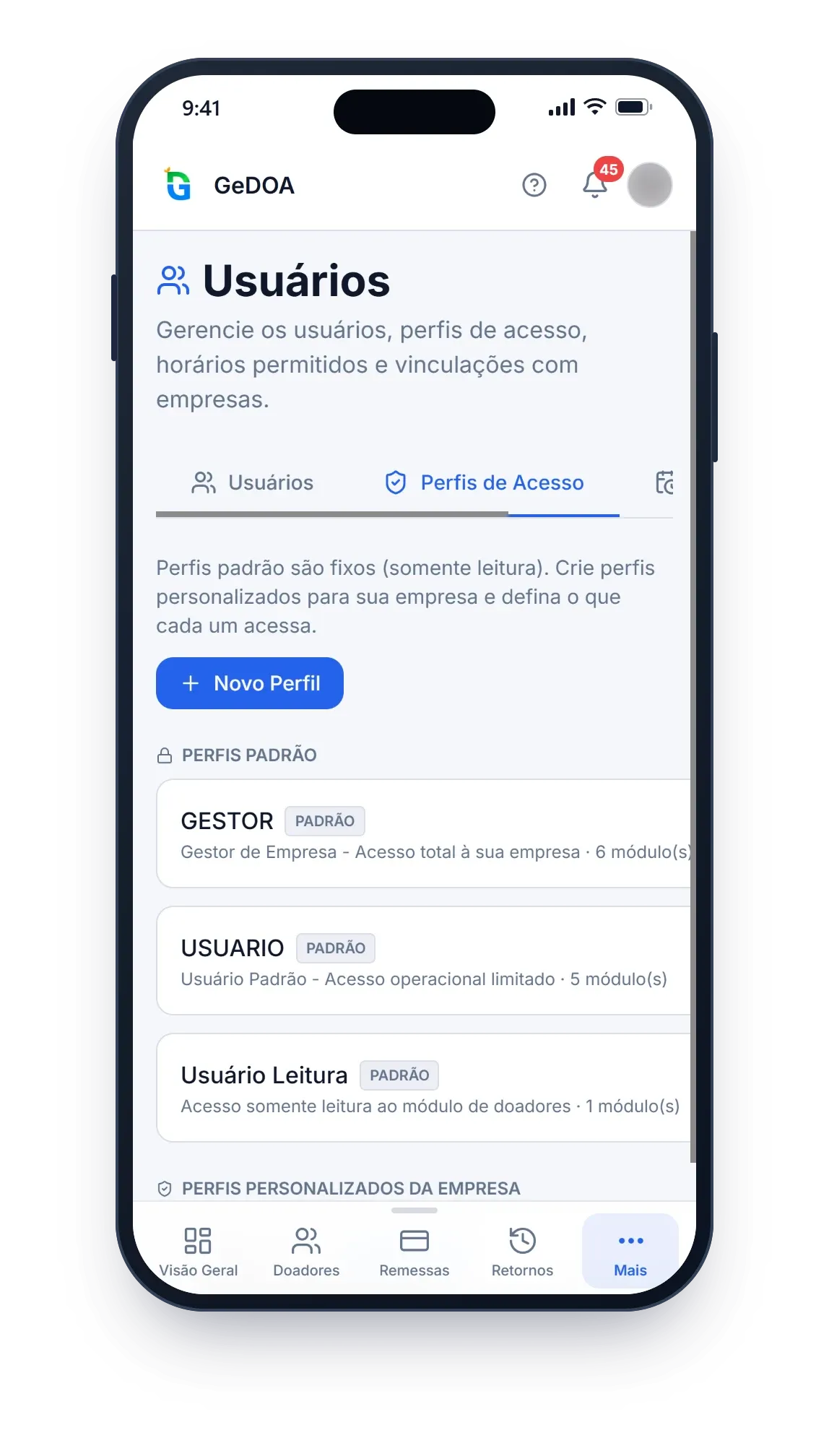 Perfis de acesso