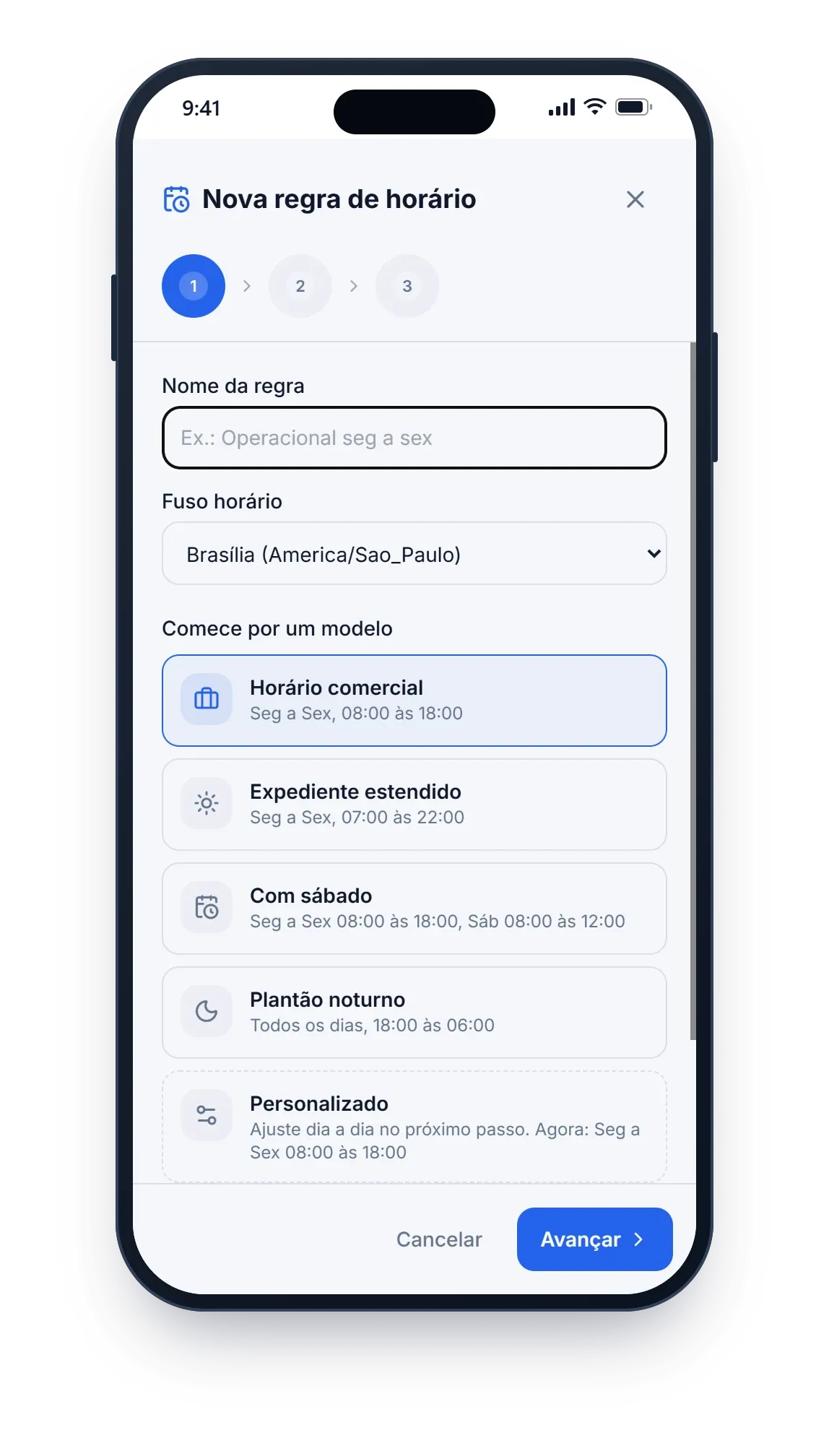 Nova regra, passo 1